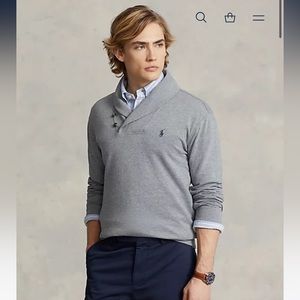 Polo Ralph Lauren Shawl Collared Elbow Patch Sweater